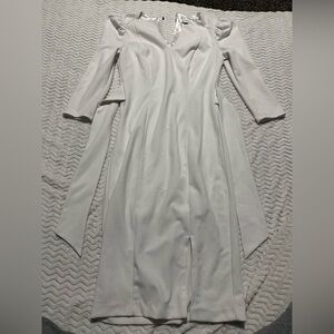 New York & Company White Satin Long Sleeve Dress
